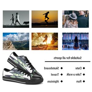 Men dames diy aangepaste schoenen lage top canvas skateboard sneakers drievoudige zwarte aanpassing uv printen sport sneakers shizi 182-9
