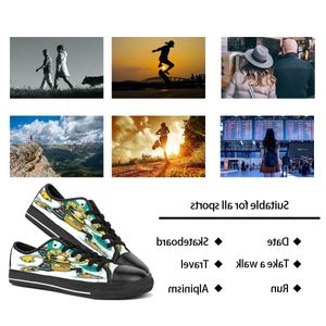 Men Women Diy Custom Shoes Low Top Canvas Skateboard Sneakers Triple Black Customization UV Printing Sports Sneakers Shizi 170-4