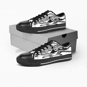 Men Women Diy Custom Shoes Low Top Canvas Skateboard Sneakers Triple Black Customization UV Printing Sports Sneakers Shizi 183-5