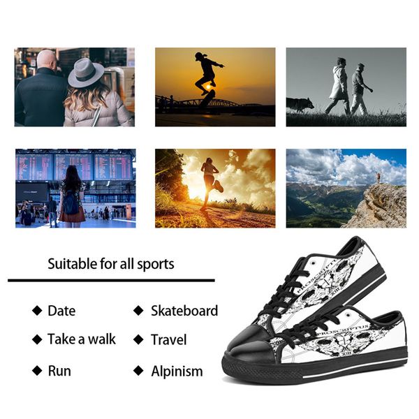 Hommes femmes bricolage chaussures personnalisées bas haut toile Skateboard baskets triple noir personnalisation UV impression baskets de sport kele339