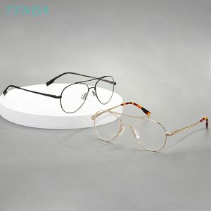Hommes Femmes Double Bridge Eyeglass Metal Full Full Rim Pilot Gernes Cadre avec charnière de printemps pour lentilles de prescription 240313
