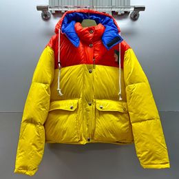 Hommes femmes vers le bas vestes parkas down veste à capuche à capuche Couleur contraste premium mince corset épaisse tenue de piste de brise-vent