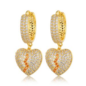 MEN Women oorbellen Studs Anti-allergisch 925 Sterling zilvergouden vergulde bling cz hart hoepels oorbellen mooie sieradencadeau