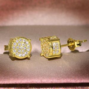 Men Women oorbellen Studs Geel wit goud vergulde sprankelende gesimuleerde diamantoorring voor bruiloftsfeestjes engagement sieraden238c