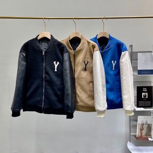 Hommes femmes broderie veste coupe-vent rétro laine Baseball Couple PU cuir épissure veste manteau vêtements pour hommes