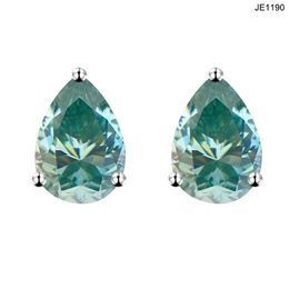 Hommes femmes bijoux fantaisie plaqué or blanc vert bleu Moissanite diamant boucles d'oreilles pour filles femmes beau cadeau