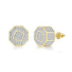 Hommes femmes mode boucles d'oreilles bijoux plaqué or Full CZ boucles d'oreilles joli cadeau pour les amis