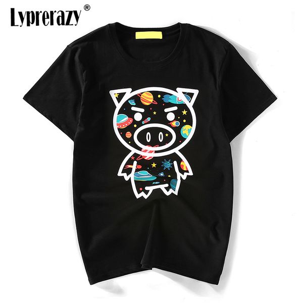 Hommes/femmes mode Streetwear Hip Graffiti espace cochon imprimé T-shirt mignon dessin animé t-shirts