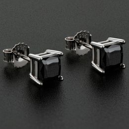 Men Women Fashoin 925 Sterling zilveren oorbellen Passeerd Test Black Moissanite Diamond oorbellen Studs Mooi cadeau