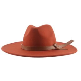 Sombrero Fedora de fieltro para hombre y mujer, ala grande sólida de 9,5 cm, gorras de Jazz de Panamá, color caqui, negro, Camel, Chapeu Masculino, Sombreros