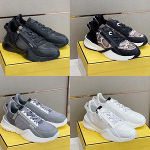 Hommes Femmes Flow Sneakers Designer Chaussures Nylon Runner Baskets Top Suede Cuir Noir Blanc Sports Zipper Caoutchouc Runner Outdoor Chaussure NO259