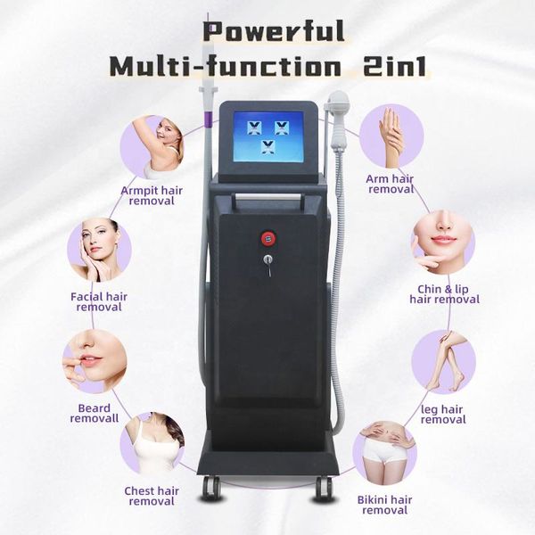 Hommes Femmes Épilateur Complet du Corps Point de Glace 810nm Diode Laser + Picoseconde Q Switched Laveuse de Tatouage Carbone Peel Pore Shrink Peau Blanchiment Salon