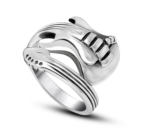 Anillo en forma de guitarra para hombres y mujeres, joyería de acero inoxidable de titanio, anillo de fiesta Punk Rock para regalo, envío gratis