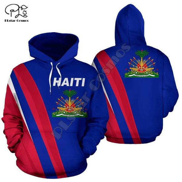 Hommes Femmes Haïti Mer des Caraïbes imprimer 3D Hoodies Drôle pays drapeau Sweat Mode À Capuche À Manches Longues unisexe harajuku Pull C1117