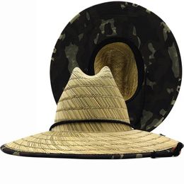 Mannen Handwerk badmeester Hat Straw Summer Beach Zon Hoed Outdoor Wide Panama Girl 240410