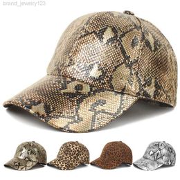 Hommes femmes haute qualité peau de serpent impression cuir papa chapeau casquette de Baseball réglable classique Sport imprimé léopard extérieur os chapeau