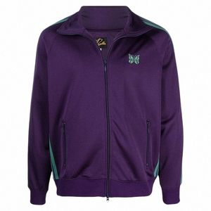 Hommes Femmes High Street Papillon Broderie Logo Aiguilles Piste Veste Manteaux AWGE Violet Aiguilles Veste H6nD #