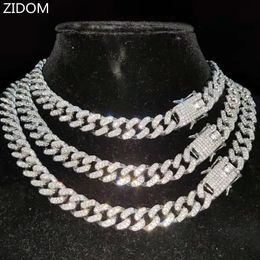 Men Women Hip Hop Iced Bling Chain Necklace Hoge kwaliteit 13 mm breedte Miami Cubaanse Hiphop -kettingen Fashion Jewelry 240410