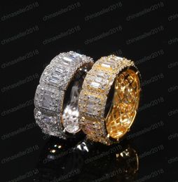 Hombres Mujeres Hip Hop joyería de lujo Bling helado anillos oro plata diamante compromiso boda anillo de dedo Gift9537645