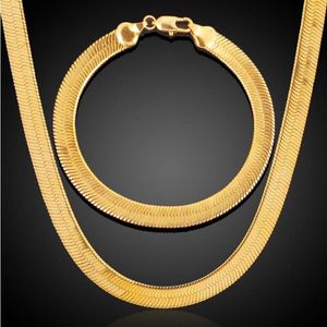 Mannen Vrouwen Hip Hop Punk 18 K Real Vergulde 7 10 MM Mode Dikke Snake Chain armbanden Kettingen Sieraden Sets Kostuum Jewelry271o