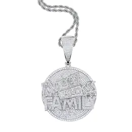 Mannen Vrouwen Hip Hop Ronde Hanger Ketting met Touw Ketting Iced Out Bling 5A Zirconia Kettingen Fashion Charm sieraden