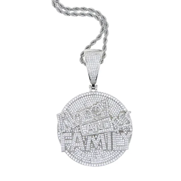 Hommes femmes Hip Hop rond pendentif collier avec chaîne de corde glacé Bling 5A cubique zircone colliers mode bijoux de charme