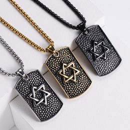 Hombres Mujeres Hip-Hop Star Dog Tag Collares pendientes Trendy Simple Punk Rapper Rocker Style Geometric 316L Acero inoxidable Fundido Joyas Niños Adornos