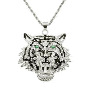 Hommes femmes Hip Hop tigre pendentif collier avec chaîne HipHop glacé Bling colliers mode charme bijoux cadeaux 3 couleurs