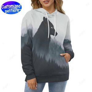 Designer Femmes Sweats à capuche Sweatshirts Wolf Custom à motifs Lâches doubles casquettes toutes imprimées comme sweats à capuche en gros à capuche Vêtements pour hommes Vêtements grande taille s-6xl