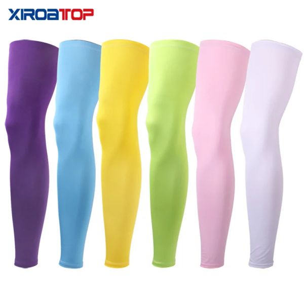 Hommes femmes glacière Silk Lycra Cycling Legwarmers Anti-UV Suncorn Running Basketball Soccer Sports High Elasticity Legging Leggy