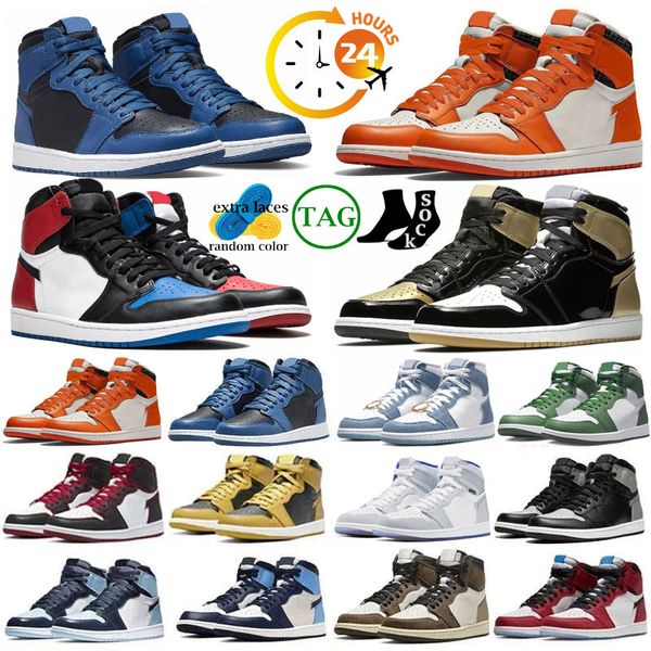 Hommes Femmes Jumpman 1 Chaussures de basket-ball 1S University Blue Stage Haze Dark Mocha Off Chicago Top UNC Hyper Royal High Bloodline Satin-Snake Taupe Haze Baskets Baskets