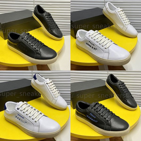 Diseñador Shoes Court Men Classic Sneakers Logotipo bordado Firma de los entrenadores de cuero bajo