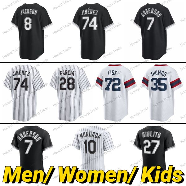 Hommes Femmes Enfants 88 Luis Robert Jersey Baseball 79 Jose Abreu 7 Tim Anderson Frank Thomas 72 Carlton Fisk Jose Ruiz Leury Garcia Eloy Jimenez Kopech Moncada Personnalisé