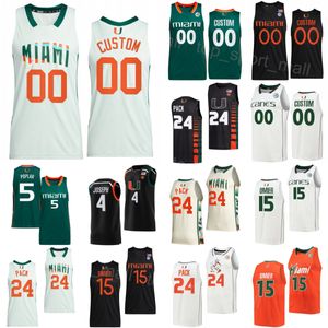 Hombres Mujeres Niños Universidad Baloncesto Huracanes Jerseys 5 Wooga Poplar 15 Norchad Omier 4 Bensley Joseph 24 Nijel Pack 1 Michael Nwoko 2 Isaiah Wong Team University