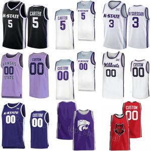 Hommes Femmes Enfants College Basketball Kansas State Wildcats Jerseys 2 Tylor Perry 5 Cam Carter 24 Arthur Kaluma 13 Will McNair Jr 1 David NGuessan 4 Darrin Ames University