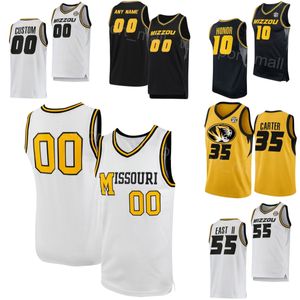 Hombres Mujeres Niños Baloncesto universitario Missouri Tigers Jerseys 55 Sean East II 10 Nick Honor 35 Noah Carter 2 Tamar Bates 31 Caleb Grill Universidad Shaw Blanco Amarillo Negro