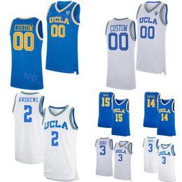 Hombres Mujeres Niños Baloncesto universitario UCLA Bruins Jerseys 3 Adem Bona 12 Sebastian Mack 10 Lazar Stefanovic 2 Dylan Andrews 14 Kenneth Nwuba 15 Aday Mara University