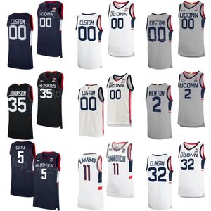 Hommes Femmes Enfants College Basketball UConn Huskies Jerseys 11 Alex Karaban 2 Tristen Newton 5 Stephon Castle 32 Donovan Clingan 12 Cam Spencer 35 Samson Johnson cousus