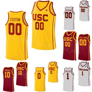 Heren Dames Kinderen College Basketball USC Trojans Jerseys 1 Isaiah Collier 5 Boogie Ellis 0 Johnson 24 Joshua Morgan 4 Oziyah Verkopers 10 DJ Rodman 22 Arrinten Pagina naaien