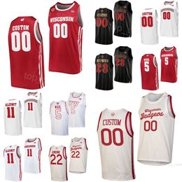 Hommes Femmes Enfants College Basketball Wisconsin Badgers Jersey 2 AJ Storr 23 Chucky Hepburn 22 Steven Crowl 5 Tyler Wahl 25 John Blackwell 11 Max Klesmit University