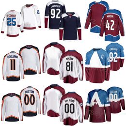 Heren Dames Kinderen Hockey 81 Denis Malgin Jerseys 92 Gabriel Landeskog 42 Josh Manson 84 Mikhail Gulyayev 23 Calum Ritchie 25 Logan OConnor 4 Bowen Byram Stadium Series