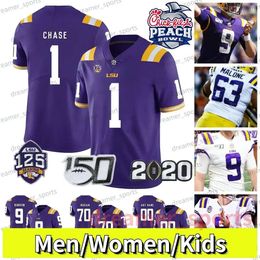 Heren Dames Kinderen Joe Burrow 9 Burreaux LSU Tigers voetbalshirt Tyrann Mathieu Jamarr Chase Daniels Nabers Delpit Kayshon Boutte Micah Ba H High igh