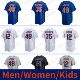 Heren Dames Kinderen Justin Verlander Jersey Honkbal Pete Alonso Starling Marte Max Scherzer Francisco Lindor Jeff Brigham Mark Canha Tim Locastro Yacabonis Leone Nido