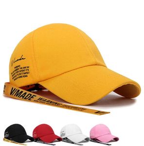 Casquette de Baseball à longues bretelles pour hommes et femmes, Streetwear ajustable avec lettres, casquette unisexe en coton jaune, chapeau de camionneur 1834997