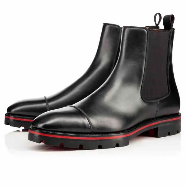 Hombres Mujeres Botas de tobillo de lujo Picos de melón Bota plana Italia Hermosa gamuza Piel de becerro Diseño de suela de goma Botín informal Fiesta de bodas Botines cortos Caja UE 38-47