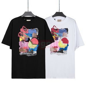 Men Women Luxury Summer T-shirt Modemerk Kleur Graffiti Print T Tees Lovers Streetwear Hip Hop Clothing Grootte S-XL