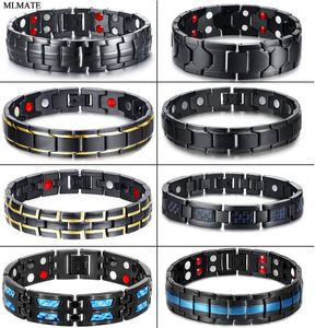 Mannen Women Magnetic Health Bracelet Black Titanium Steel Power Therapy 4in1 Magnets Negatieve ionen Germanium Bangles Whole4270863