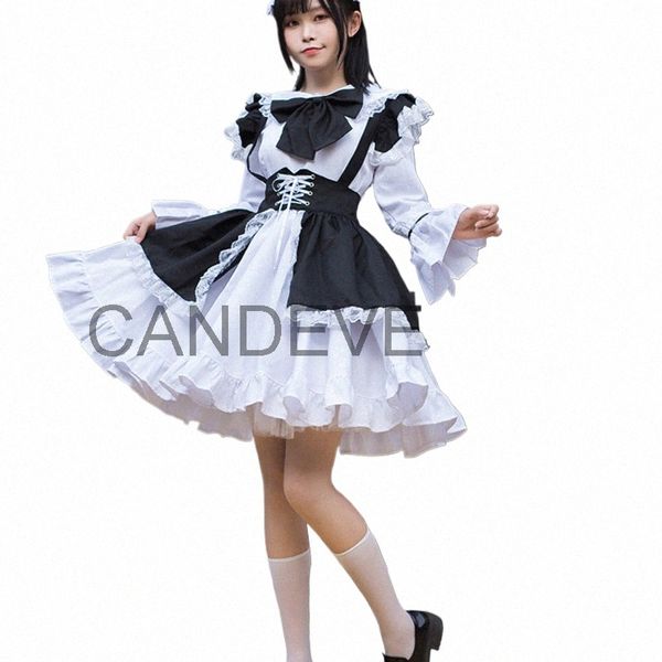 Hommes Femmes Maid Sissy Outfit Anime Sexy Noir Blanc Apr Dr Doux Gothique Lolita Dres Cosplay Costume Lolita Dres Café 06XY #
