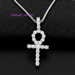 men women necklace Pendentifs Hip Hop 925 Argent Ensemble 3mm Moissanite Diamant Croix Pendentif Collier Bijoux Peut Passer À Travers Une Chaîne De Pierre Unique