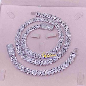 Men Women ketting Sterling Silver 925 Hip Moissanite Chain Iced Out Cuban Link met GRA -certificaat